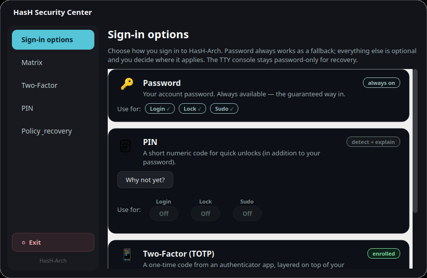 HasH Security — sign-in options